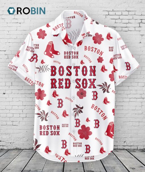 Boston Red Sox Hawaiian Shirt Tropical Beach