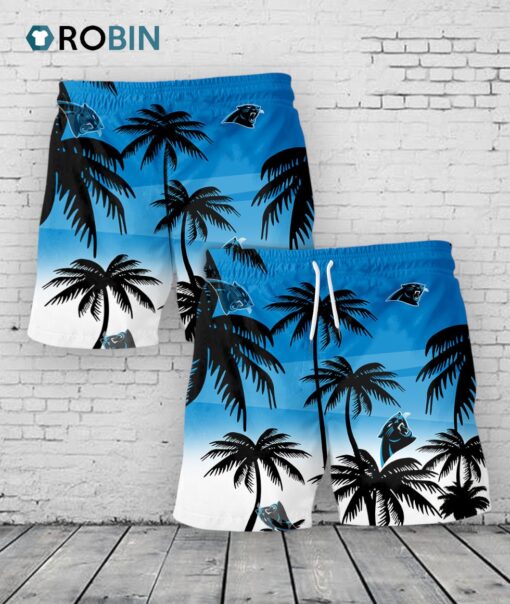 Carolina Panthers Hawaiian Shorts Coconut Tree