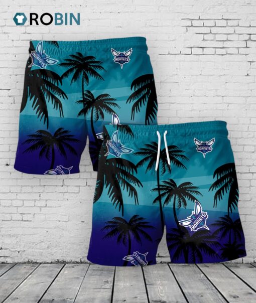 Charlotte Hornets Hawaiian Shorts Coconut Tree