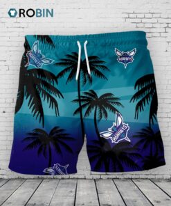 Charlotte Hornets Hawaiian Shorts Coconut Tree