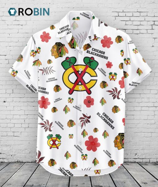 Chicago Blackhawks Hawaiian Shirt Tropical Beach