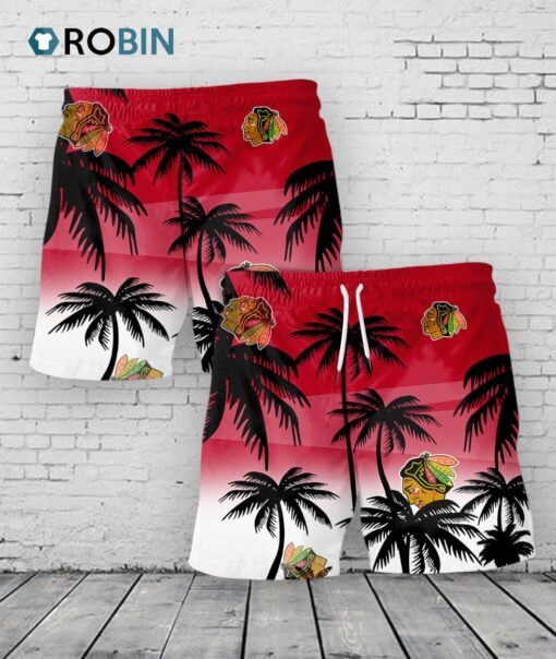 Chicago Blackhawks Hawaiian Shorts Coconut Tree