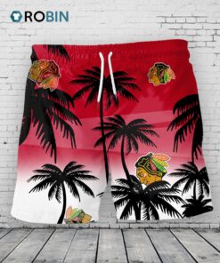 Chicago Blackhawks Hawaiian Shorts Coconut Tree