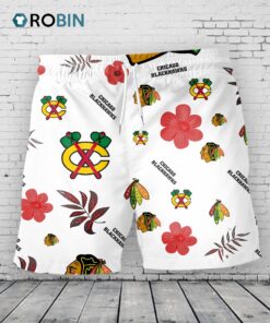 Chicago Blackhawks Hawaiian Shorts Tropical Beach