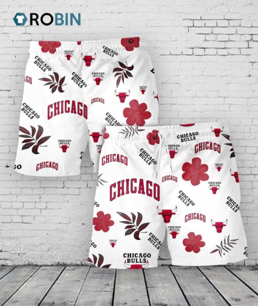Chicago Bulls Hawaiian Shorts Tropical Beach