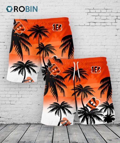 Cincinnati Bengals Hawaiian Shorts Coconut Tree