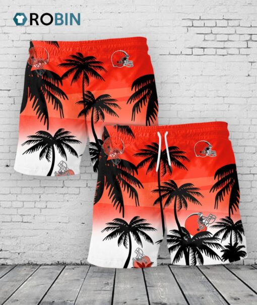 Cleveland Browns Hawaiian Shorts Coconut Tree