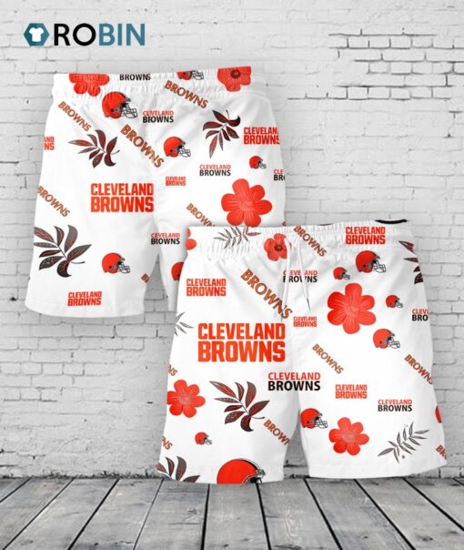Cleveland Browns Hawaiian Shorts Tropical Beach