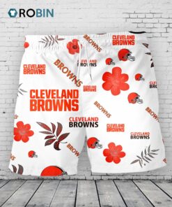 Cleveland Browns Hawaiian Shorts Tropical Beach Cleveland Browns Hawaiian Shorts Tropical Beach