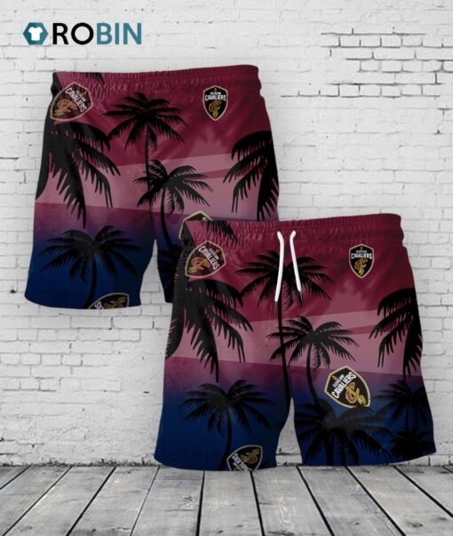 Cleveland Cavaliers Hawaiian Shorts Coconut Tree