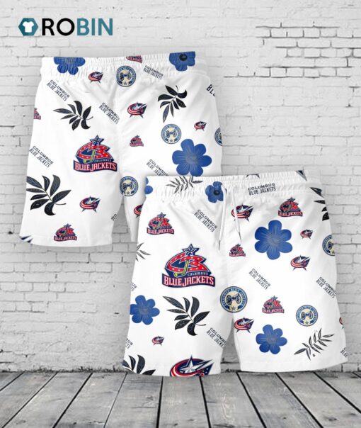 Columbus Blue Jackets Hawaiian Shorts Tropical Beach