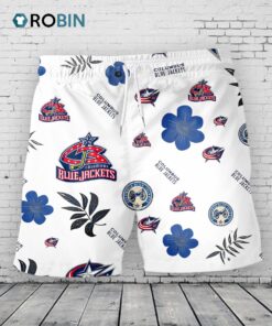 Columbus Blue Jackets Hawaiian Shorts Tropical Beach