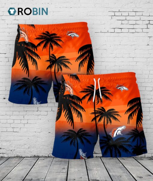 Denver Broncos Hawaiian Shorts Coconut Tree
