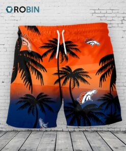 Denver Broncos Hawaiian Shorts Coconut Tree