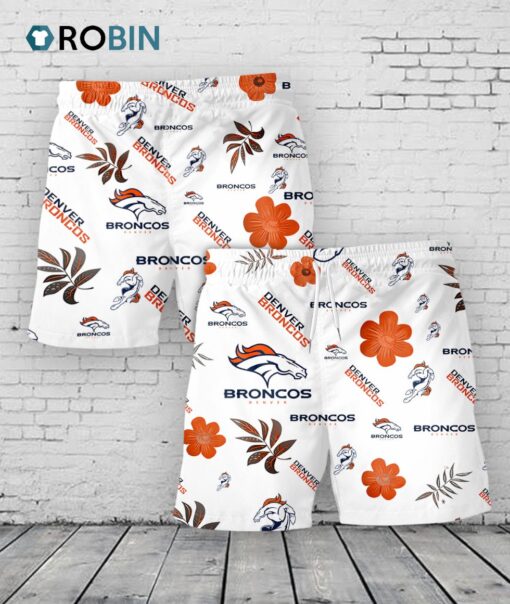 Denver Broncos Hawaiian Shorts Tropical Beach
