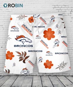 Denver Broncos Hawaiian Shorts Tropical Beach
