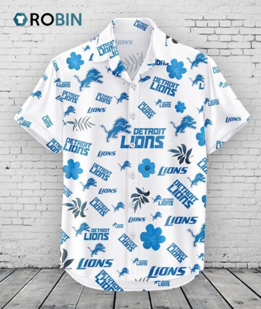 Detroit Lions Hawaiian Shirt Tropical Beach