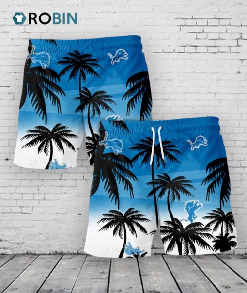 Detroit Lions Hawaiian Shorts Coconut Tree