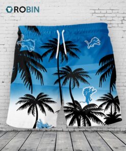 Detroit Lions Hawaiian Shorts Coconut Tree