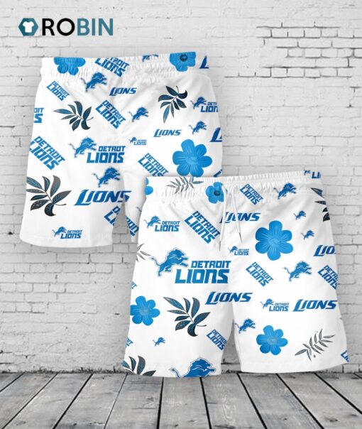 Detroit Lions Hawaiian Shorts Tropical Beach