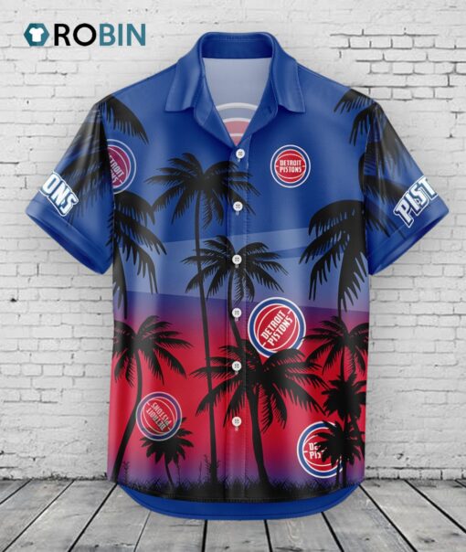 Detroit Pistons Hawaiian Shirt Coconut Tree
