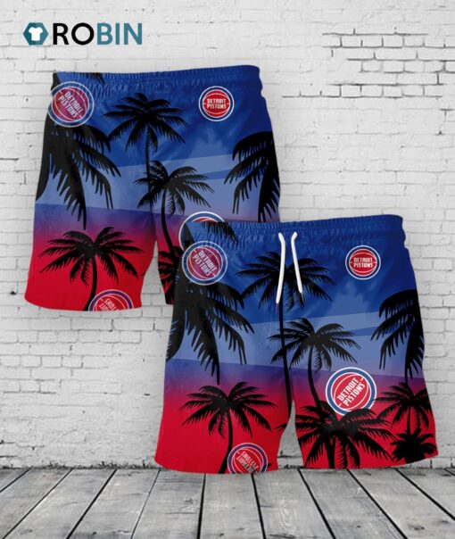 Detroit Pistons Hawaiian Shorts Coconut Tree