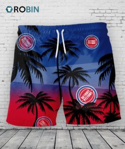 Detroit Pistons Hawaiian Shorts Coconut Tree Detroit Pistons Hawaiian Shorts Coconut Tree
