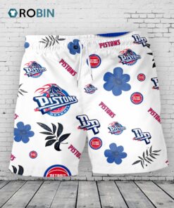 Detroit Pistons Hawaiian Shorts Tropical Beach Detroit Pistons Hawaiian Shorts Tropical Beach