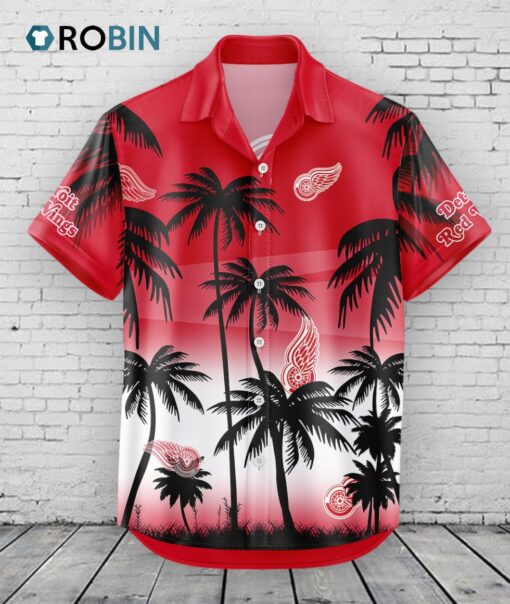 Detroit Red Wings Hawaiian Shirt Coconut Tree