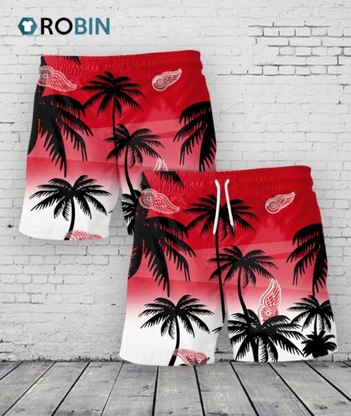 Detroit Red Wings Hawaiian Shorts Coconut Tree