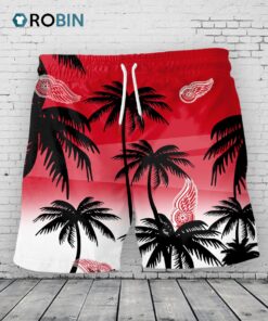 Detroit Red Wings Hawaiian Shorts Coconut Tree Detroit Red Wings Hawaiian Shorts Coconut Tree
