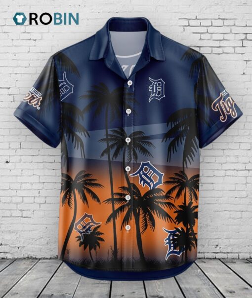Detroit Tigers Hawaiian Shirt Coconut Tree