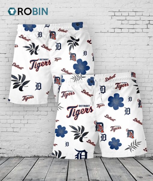 Detroit Tigers Hawaiian Shorts Tropical Beach
