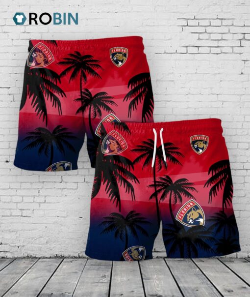 Florida Panthers Hawaiian Shorts Coconut Tree