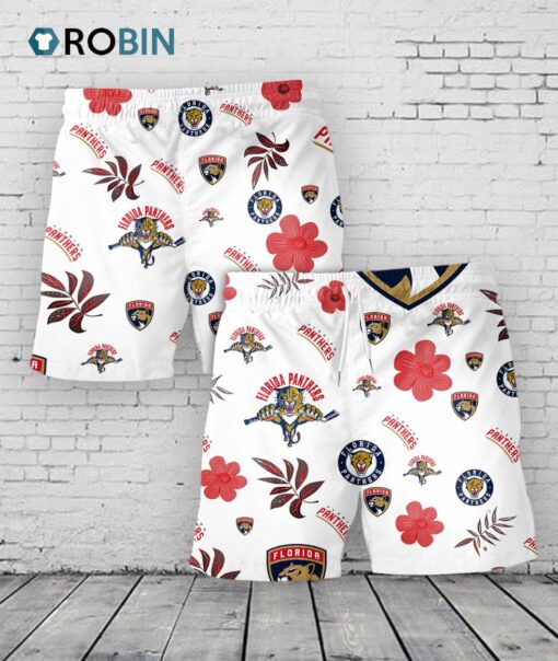Florida Panthers Hawaiian Shorts Tropical Beach