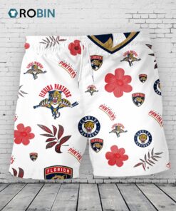 Florida Panthers Hawaiian Shorts Tropical Beach