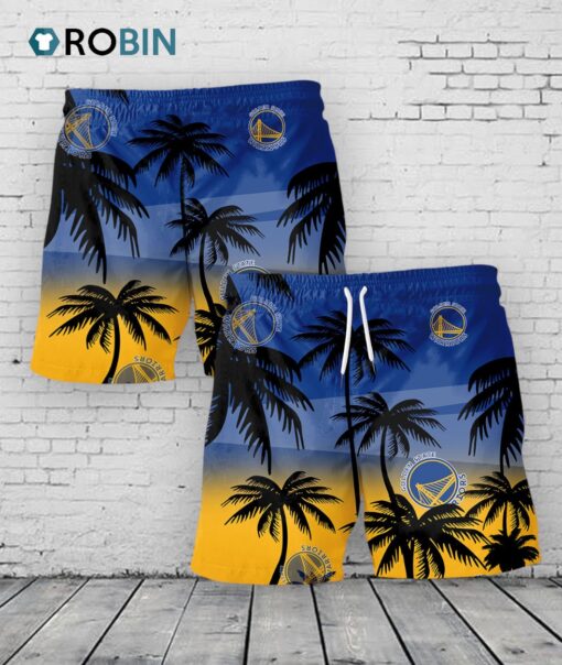 Golden State Warriors Hawaiian Shorts Coconut Tree