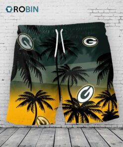 Green Bay Packers Hawaiian Shorts Coconut Tree