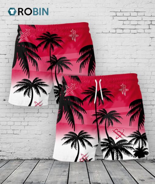 Houston Rockets Hawaiian Shorts Coconut Tree