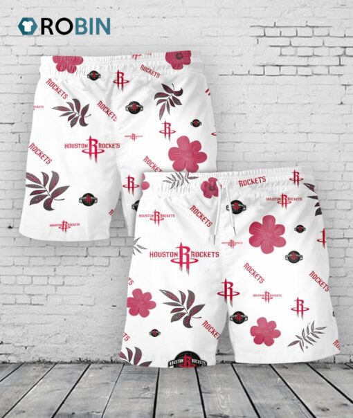 Houston Rockets Hawaiian Shorts Tropical Beach