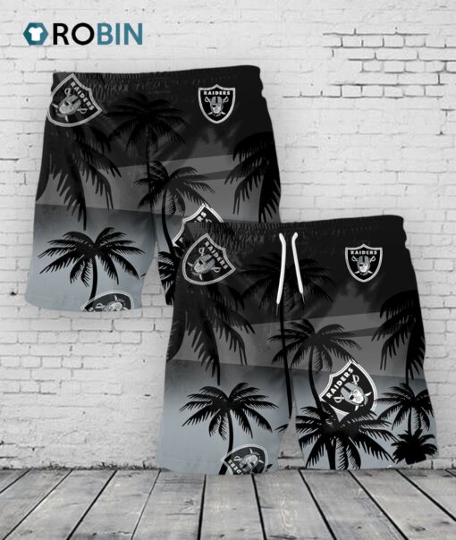 Las Vegas Raiders Hawaiian Shorts Coconut Tree