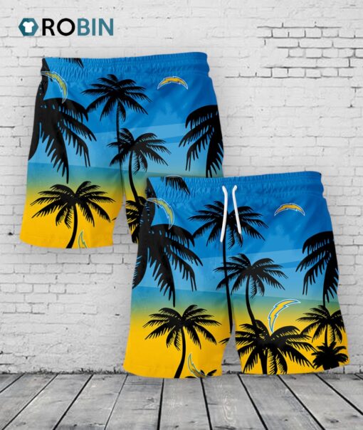 Los Angeles Chargers Hawaiian Shorts Coconut Tree