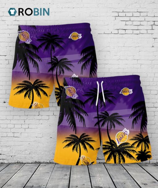 Los Angeles Lakers Hawaiian Shorts Coconut Tree