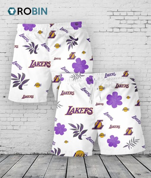 Los Angeles Lakers Hawaiian Shorts Tropical Beach