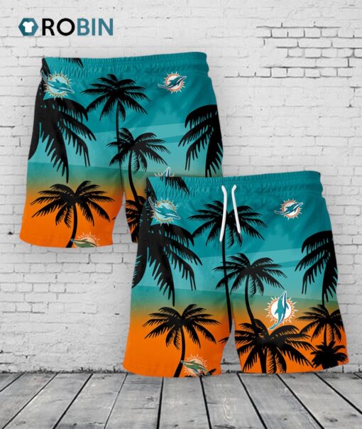Miami Dolphins Hawaiian Shorts Coconut Tree