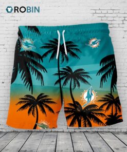 Miami Dolphins Hawaiian Shorts Coconut Tree