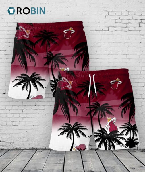 Miami Heat Hawaiian Shorts Coconut Tree