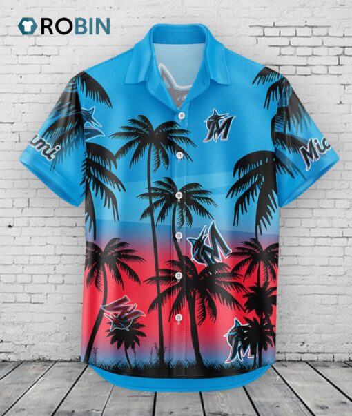 Miami Marlins Hawaiian Shirt Coconut Tree
