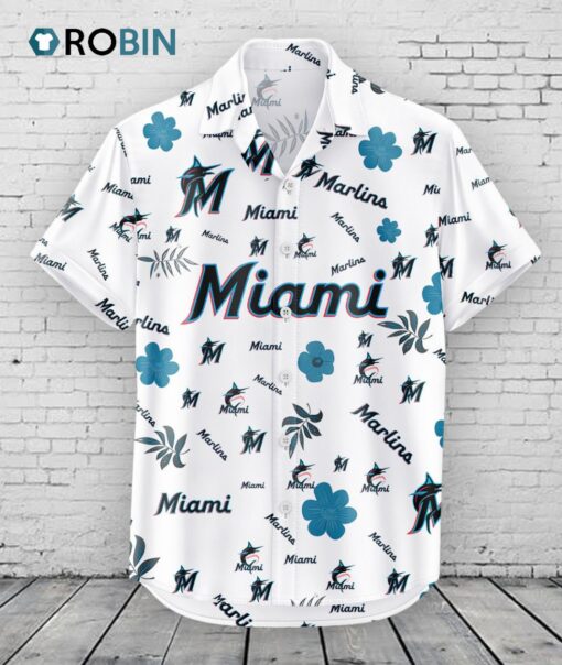 Miami Marlins Hawaiian Shirt Tropical Beach