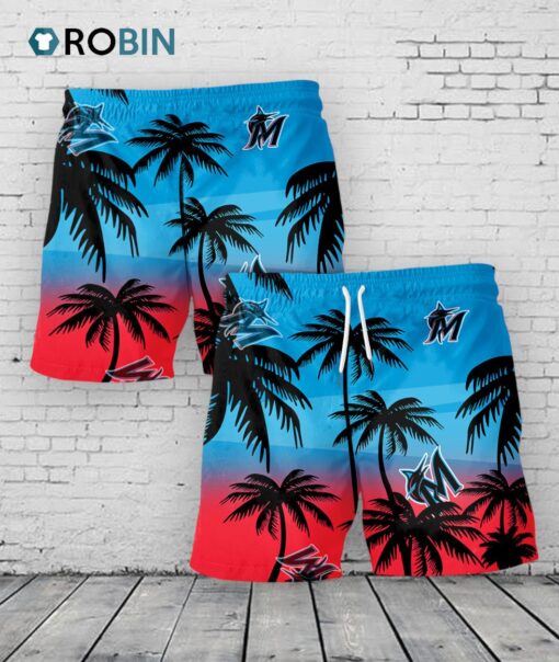 Miami Marlins Hawaiian Shorts Coconut Tree
